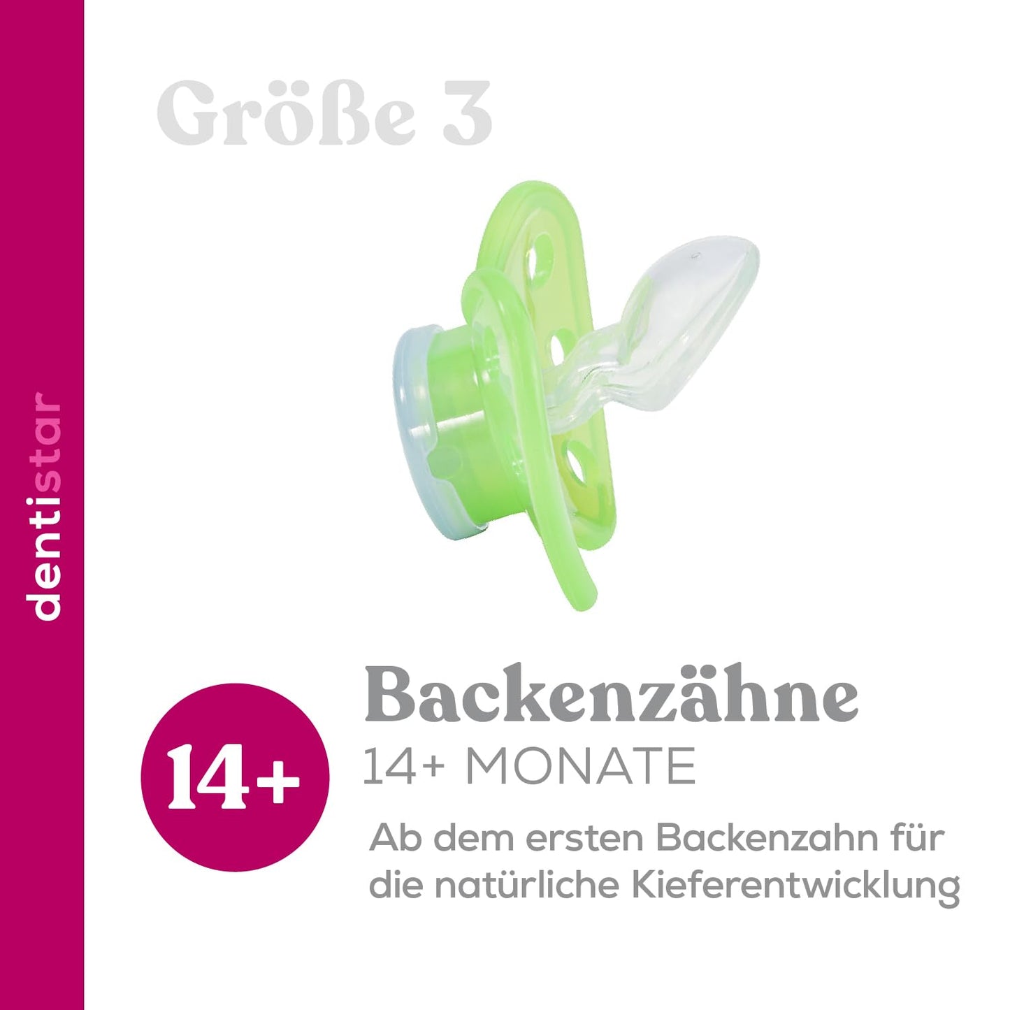 dentistar Night Silikon Schnuller 3er-Set - Größe 1 Schnuller 0-6 Monate - Glow in the Dark Nuckel mit Dentalstufe – BPA-frei – Made in Germany - Katze, Rosa