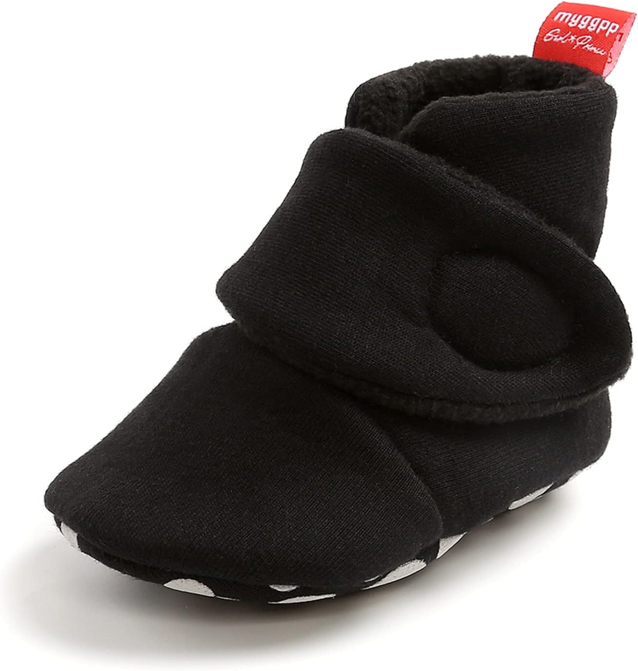 EDOTON Unisex-Baby Neugeborenes Fleece Booties, Baby Jungen Mädchen Weiche Sohlen Streifen Bootie Kleinkind Stiefel Niedlich Stiefel Socke Einstellbar