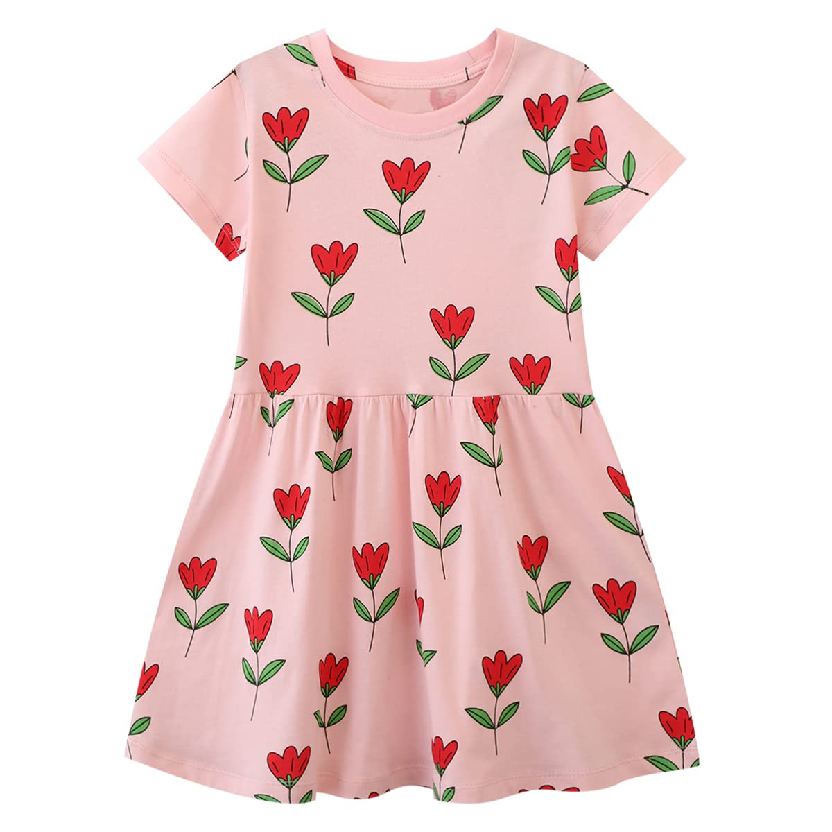 Beilei Creations Mädchen Kleider Kurzarm Baumwolle Kinder Kleid Süßes Muster Gr.85-140