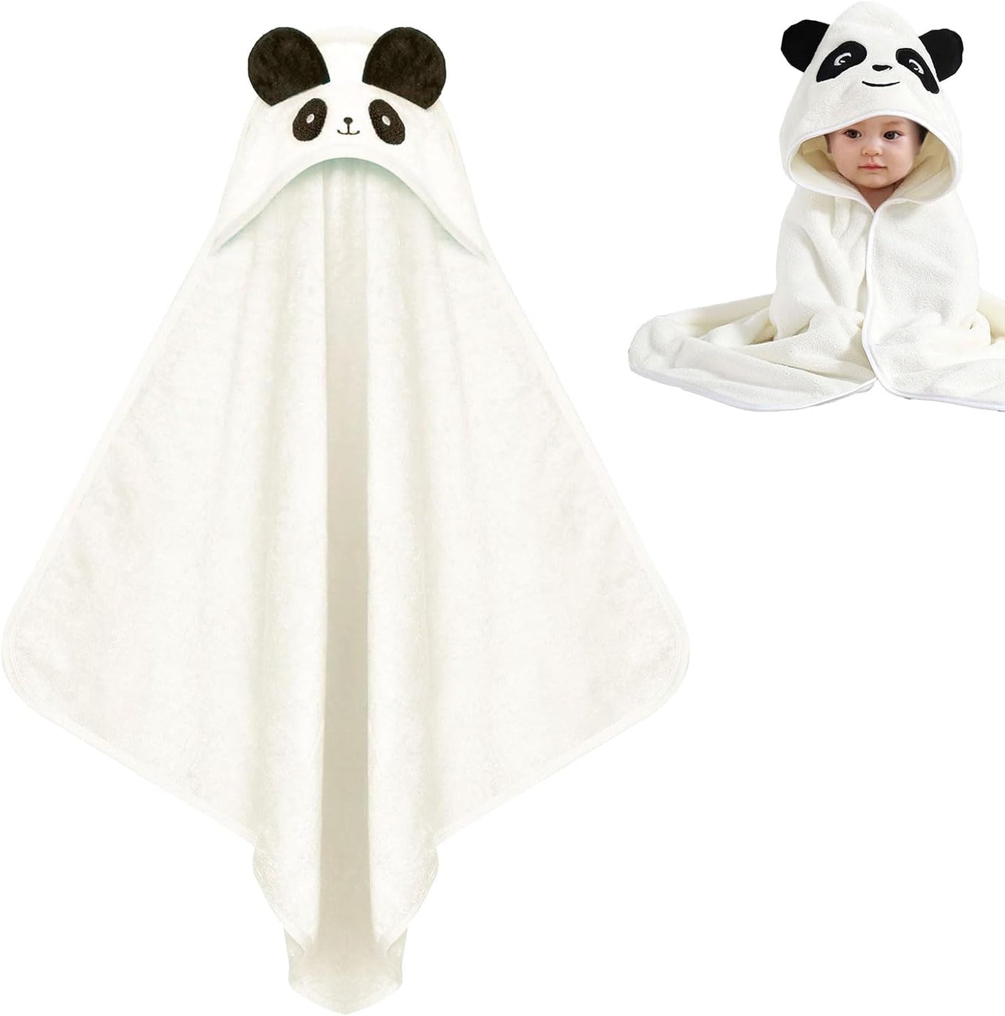 TMRBBesty Baby Bath Towels, Hooded Towel Children, Baby Towels Hood, Hooded Towel, Baby Bath Towel with Hood, Suitable for Children Aged 0-3, Panda Pattern, 80 x 80 cm