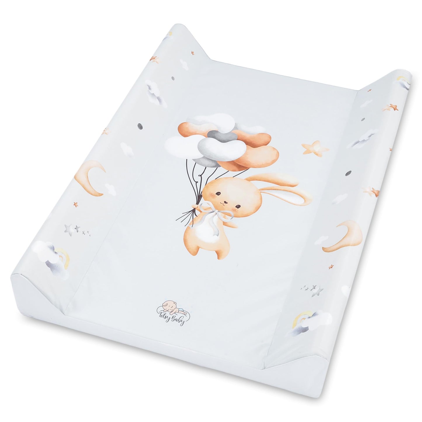 Wickelunterlage Wickelauflage Keil 70x47 cm - Wickeltischauflage für Babys abwaschbare und wasserdichte Wickelmulde ideal für Babybett und Wickeltisch Kaninchen Motiv