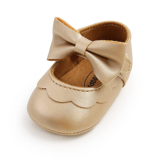 MASOCIO Babyschuhe für Mädchen mit Schleife – Rutschfeste Party Ballet Flats für Kleinkinder