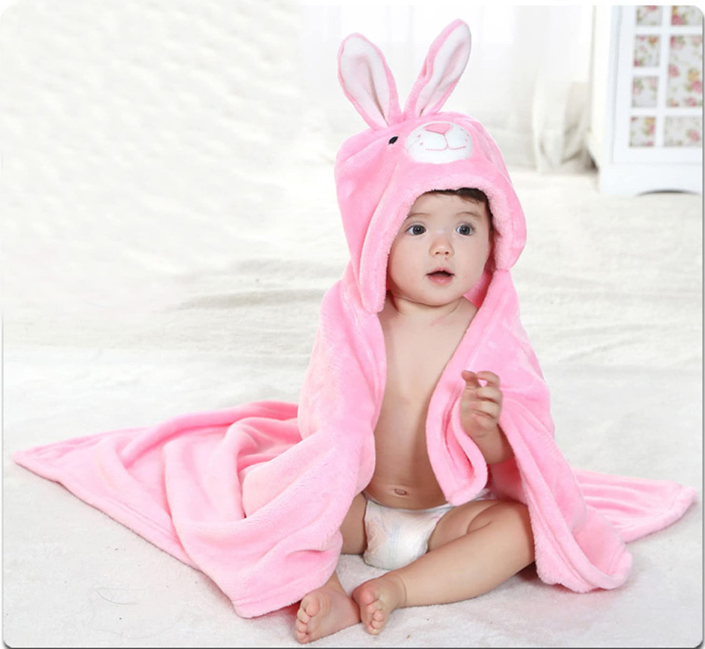 Doladola Baby Decke Babys Tier Design,Flanell Kinder Decke Kapuzenhandtuch für Mädchen und Jungen,Baby Kapuze Badeponcho Kinder Warm(gelbe Ente)