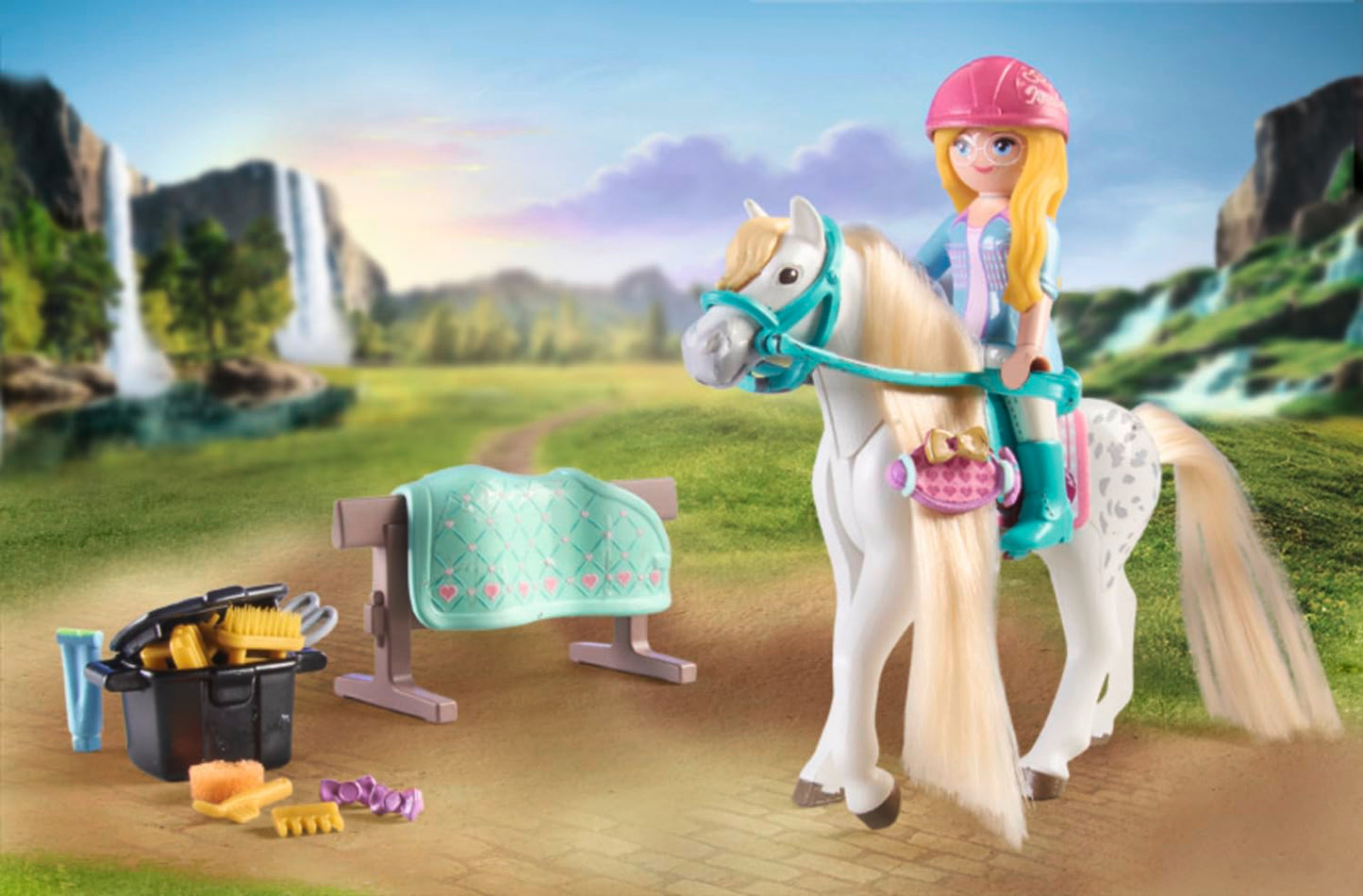 PLAYMOBIL Horses of Waterfall 71351 Waterfall Ranch, magisches Wasserfall-Paradies für Pferdefreunde, nachhaltiges Spielzeug für Kinder ab 5 Jahren