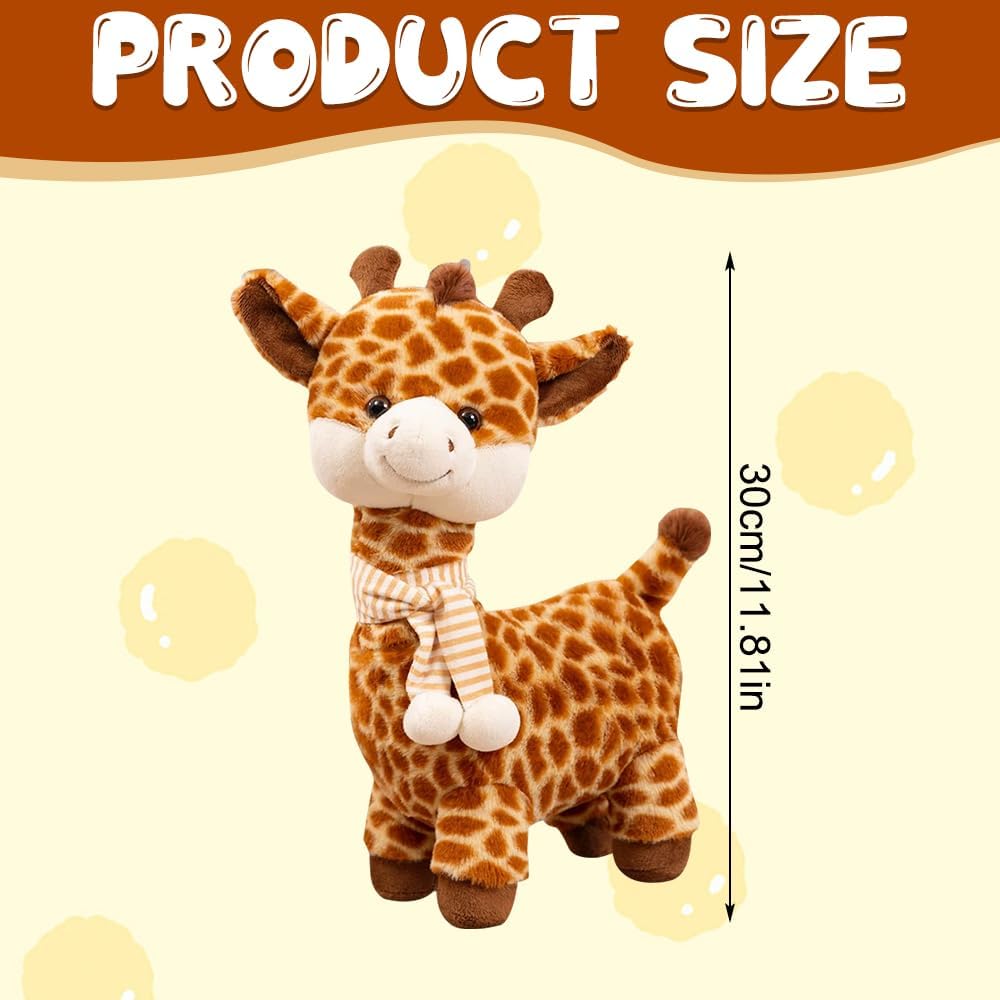 WDKXCN Giraffe Kuscheltier, 30CM Giraffe Puppe, Plüschtiere Giraffen mit Nschal Langer Hals, Giraffen Kuscheltiere Süß Geburtstagsgeschenk für Kinder