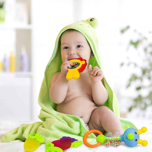 AIVIAI Baby Rassel Beißring Set Baby Spielzeug 6 Monate Babyspielzeug ab 3 6 9 12 Monaten Shaker Greifen Rassel Neugeborenes Spielzeug Musikalische Rasseln für Babys und Kleinkinder Geschenk(11 PCS)