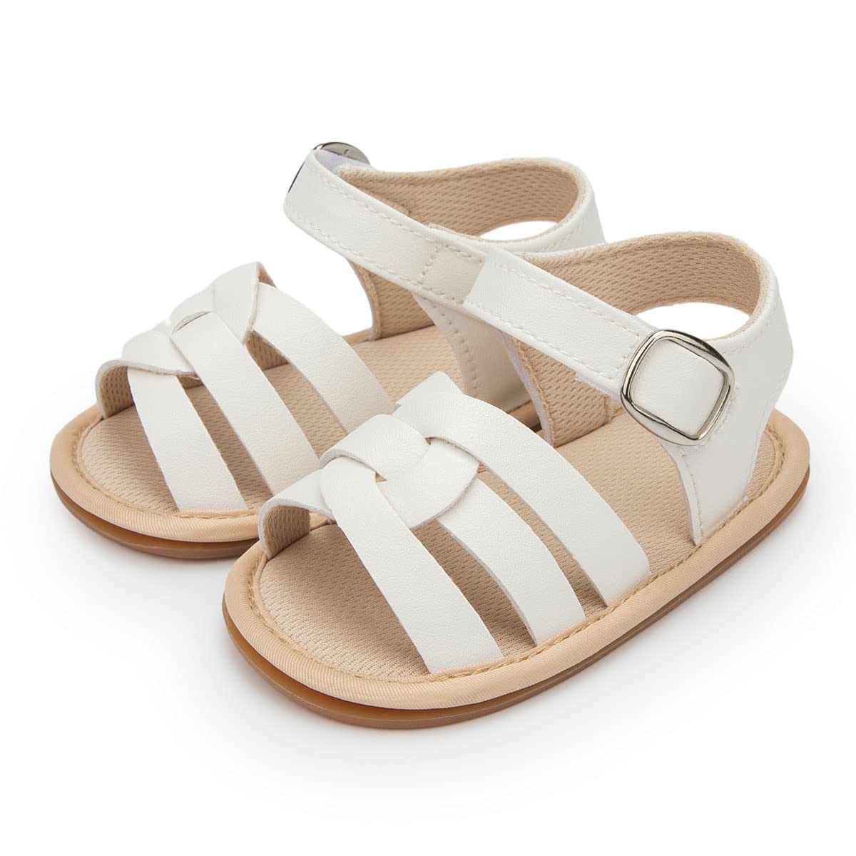 Sonsage Infant Baby Girls Boys Summer Sandals Newborn Bow Crib Sandals Outdoor Beach Toddler PU Leather Soft Rubber Sole Dress Flat First Walking Shoes, a01 Black, 3-18 Months