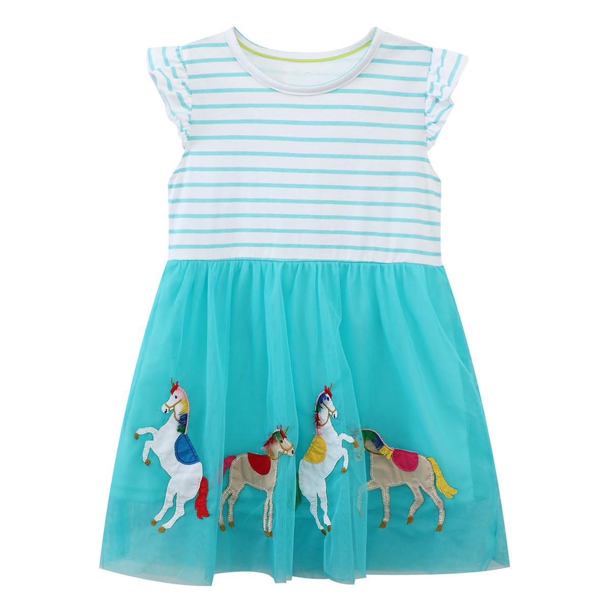 Beilei Creations Mädchen Kleider Kurzarm Baumwolle Kinder Kleid Süßes Muster Gr.85-140