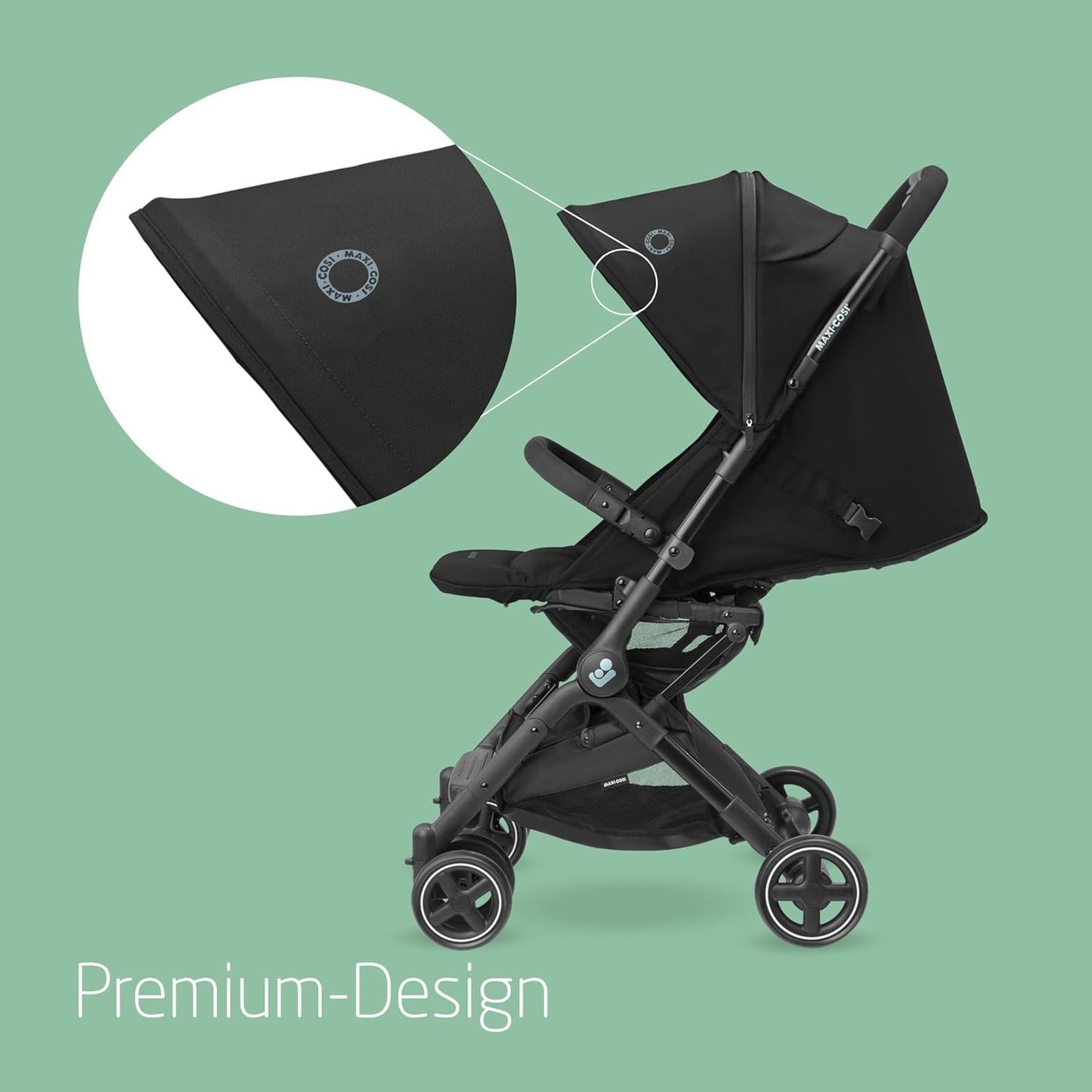Maxi-Cosi Lara2 Baby Kinderwagen, 0–4 Jahre, 0–22 kg, federleichter, kompakter Buggy, 3 Liegepositionen, flache Liegeposition, klein zusammenklappbar, Schultergurt, Essential Black - Meloni2