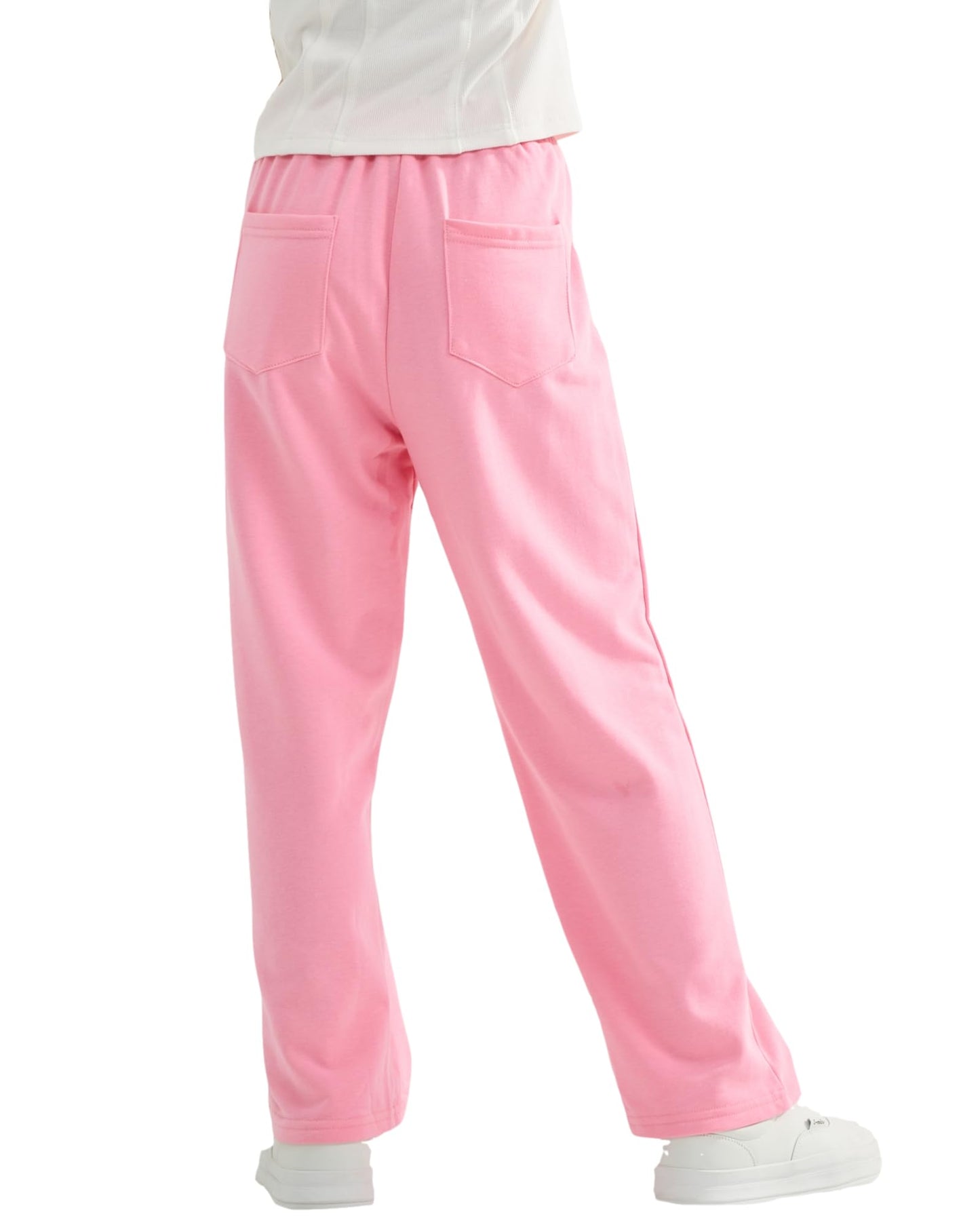Rolanko Girls' Elastic Waistband Joggers, Loose Fit, Kids' Sports Sweatpants, Casual Comfort