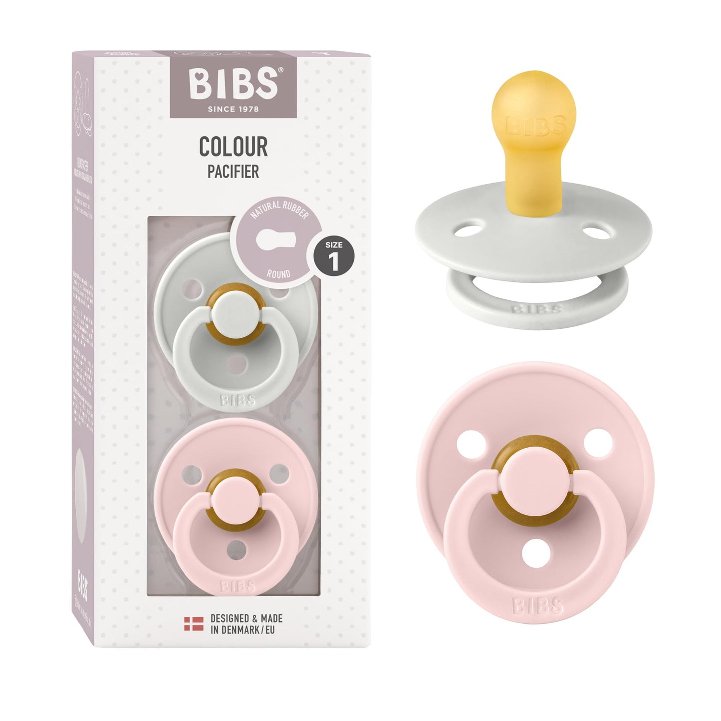 BIBS Colour Schnuller 2er-Pack, BPA-frei, Kirschform Nippel. Naturkautschuk/Latex, Hergestellt in Dänemark. Größe 2 | 6+ Monate | 2-Pack, Coral/Ruby