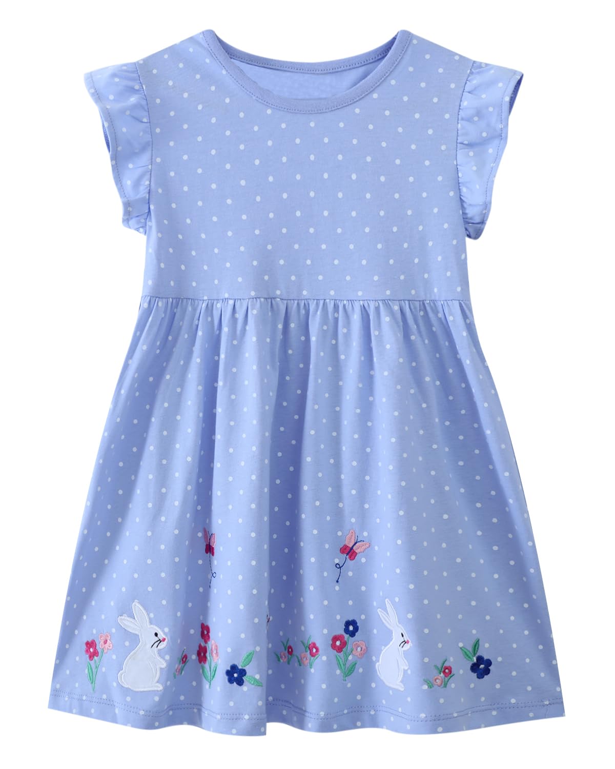 Beilei Creations Mädchen Kleider Kurzarm Baumwolle Kinder Kleid Süßes Muster Gr.85-140