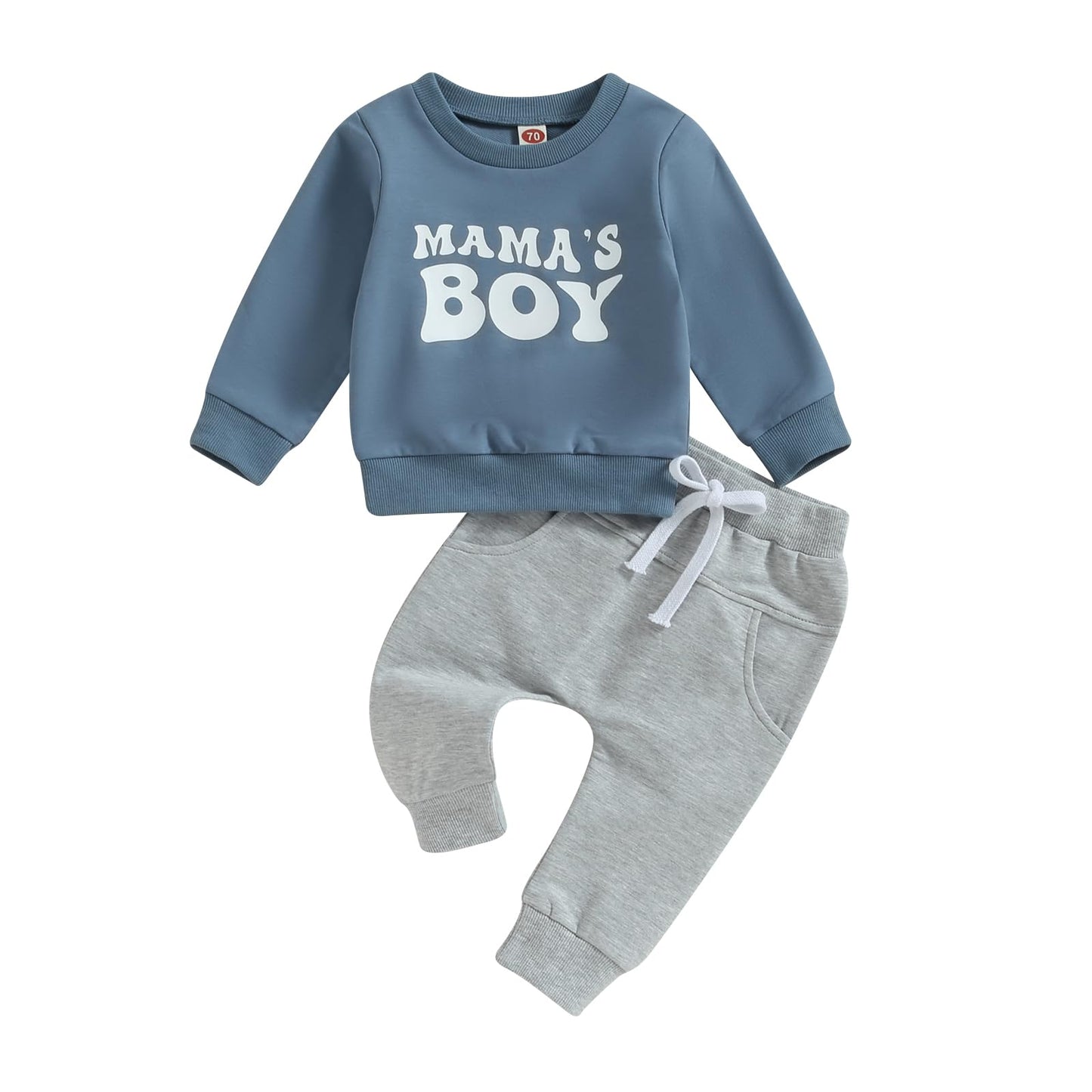 Geagodelia Baby Boys Clothing Outfit Baby Clothing Set Long Sleeve Sweatshirt + Trousers Newborn Soft Baby Set Mama's Boy 2-Piece