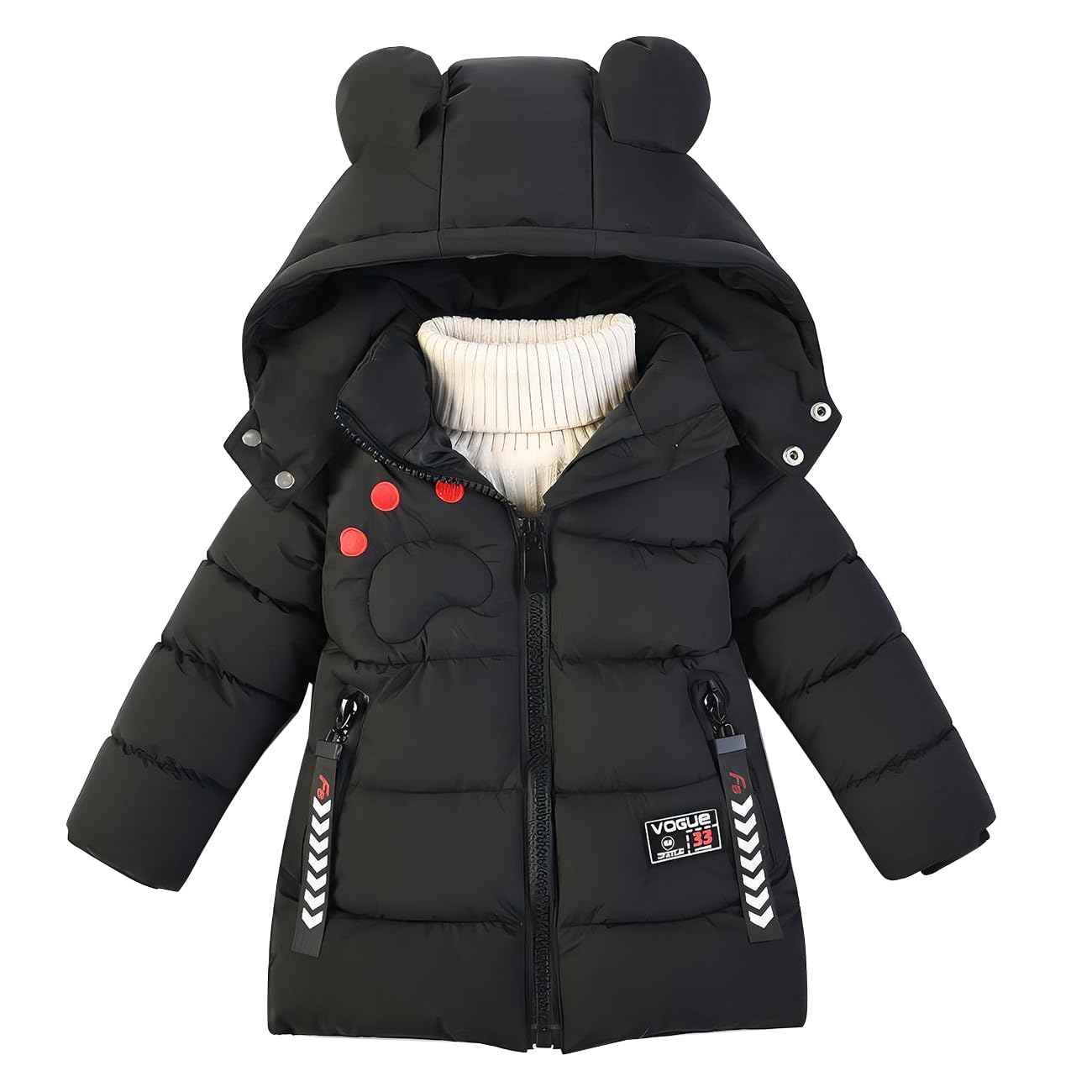 linboo Winter Jacket Children's Boys Warm Quilted Jacket Thick Coat Baby Winter Coats with Hood Ears Winter Children's Jacket Hooded Jacket 2-7 Years