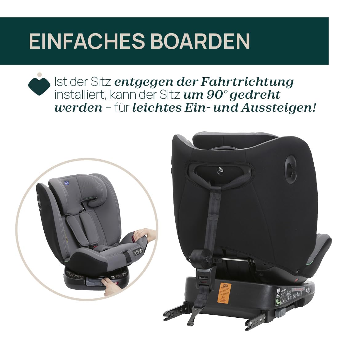 Chicco Unico Evo I-Size, Kindersitz 0-36 Kg, für Kinder von 40 bis 150 cm, homologiert ECE R129/03, Isofix 360° drehbar und neigbar, Gruppe 0+/1/2/3 von 0 bis 12 Jahren, Schwarz