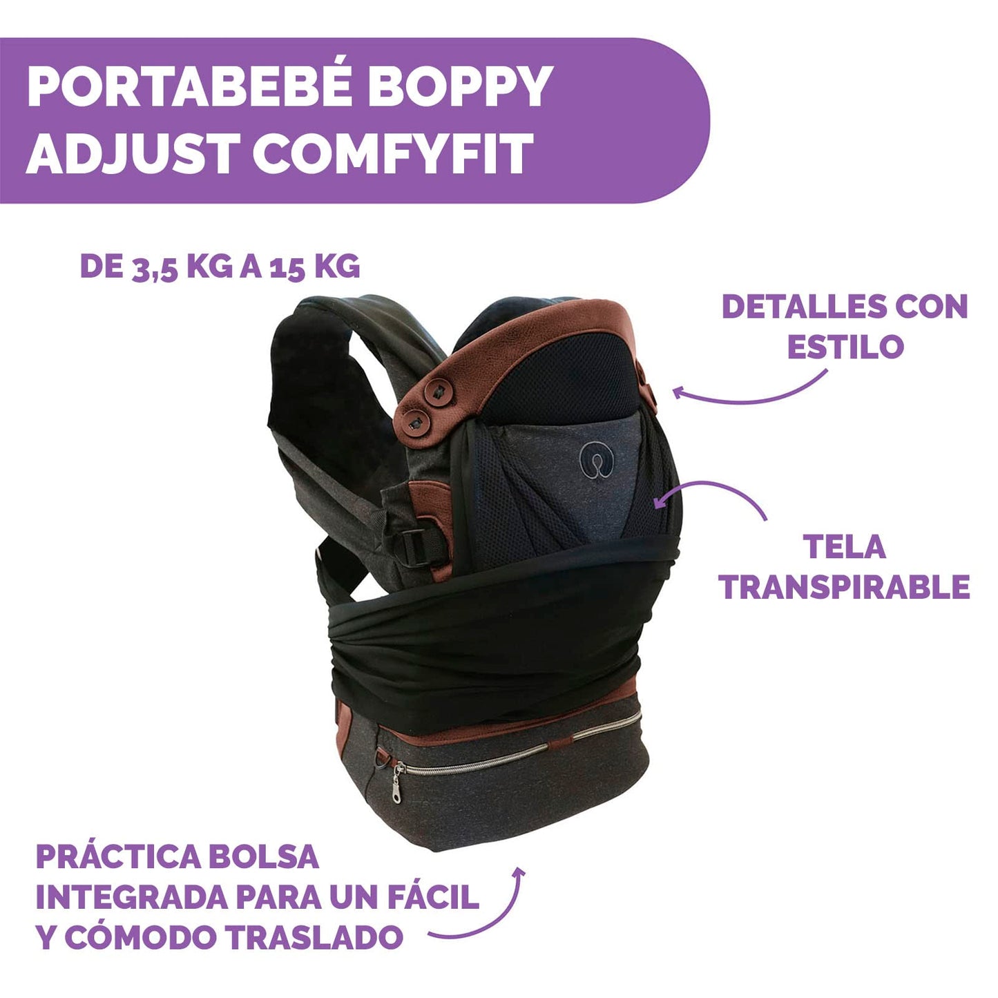 Chicco 00079951940000 Boppy Babytrage Adjust Comfit, schwarz