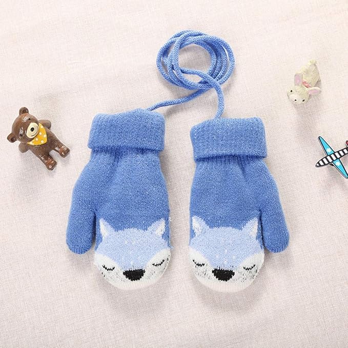 0-3 Jahre Baby Winter Handschuhe Kinder Gestrickte Fäustlinge Warme Fleece Gefütterte Handschuhe Fausthandschuh mit Schnur Outdoor Weich Winterhandschuhe Skihandschuhe Handwärmer für Jungen Mädchen