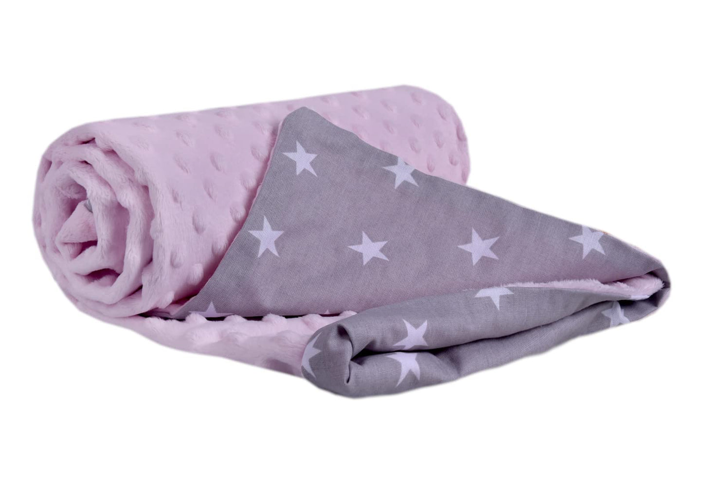 Medi Partners Babydecken Baby 100% Baumwolle Krabbeldecke Babydecke 75x100cm doppelseitig Kinderbett Minky Kuscheldecke Kinderwagen (REH mit grauem Minky)