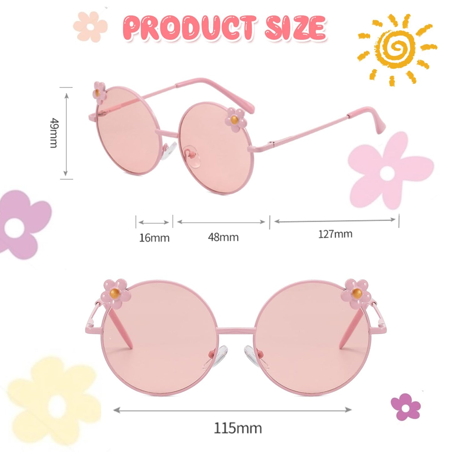 Hifot Sonnenbrille Kinder für Mädchen, Kinder Pilotenbrille mit Edelstahl Metall Gestel Kleinkind Sonnenbrille Kinder Sonnenbrillen 3-12jahre