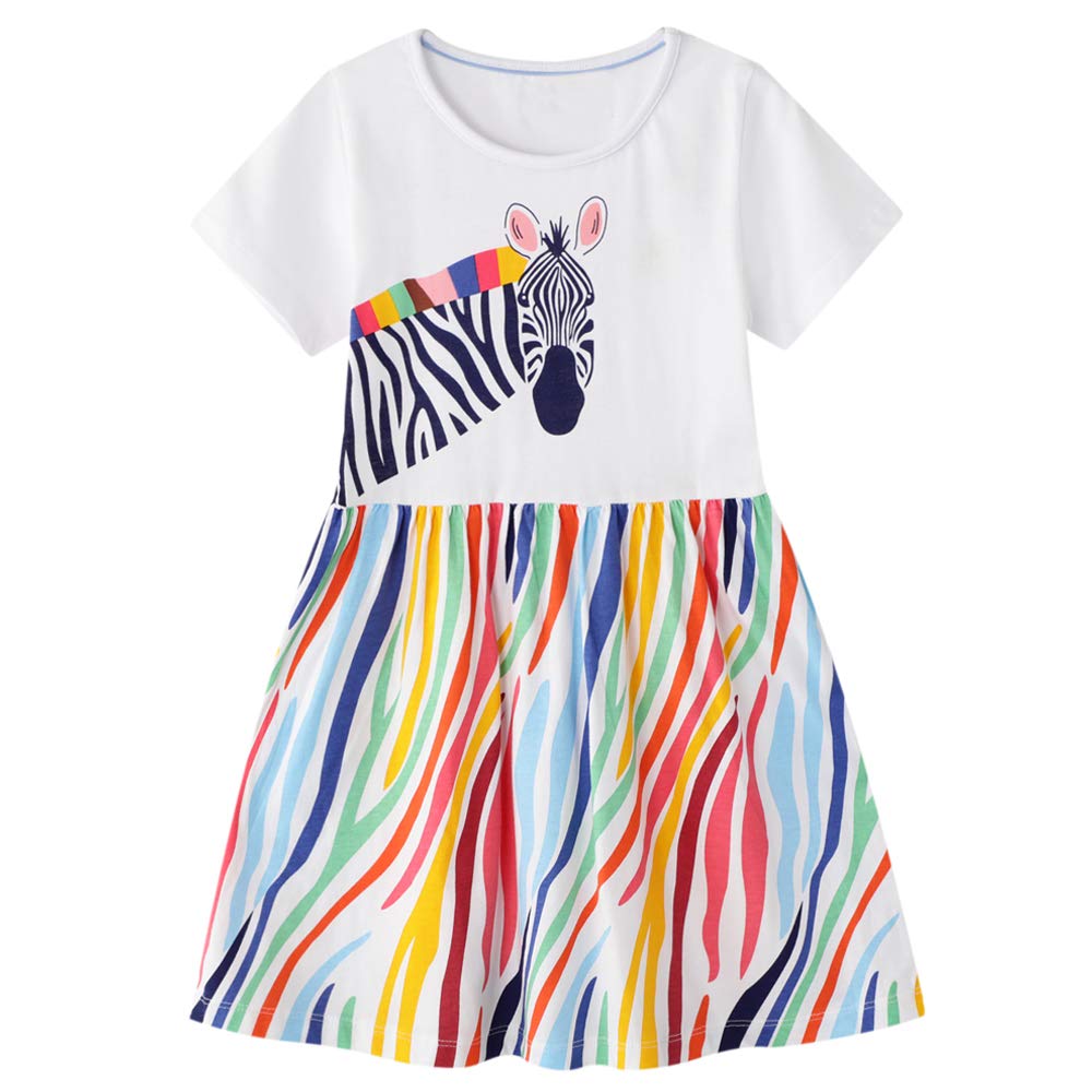Beilei Creations Mädchen Kleider Kurzarm Baumwolle Kinder Kleid Süßes Muster Gr.85-140
