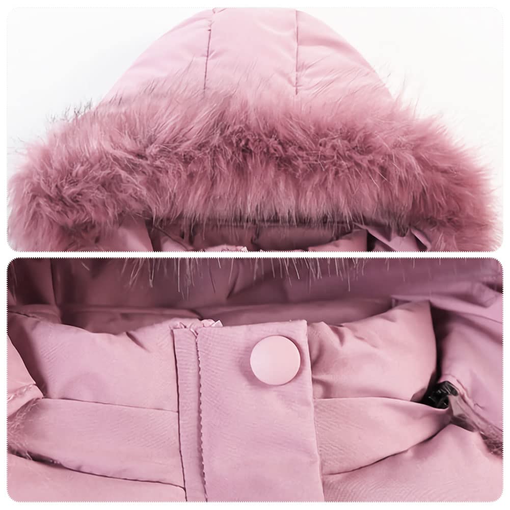 Amur Leopard Kinder Winterjacke Mädchen Wintermantel mit Kapuze Warm Winter Jacke Steppjacke Kinderjacke
