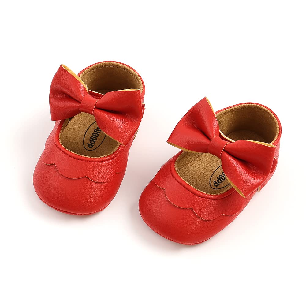 MASOCIO Babyschuhe für Mädchen mit Schleife – Rutschfeste Party Ballet Flats für Kleinkinder