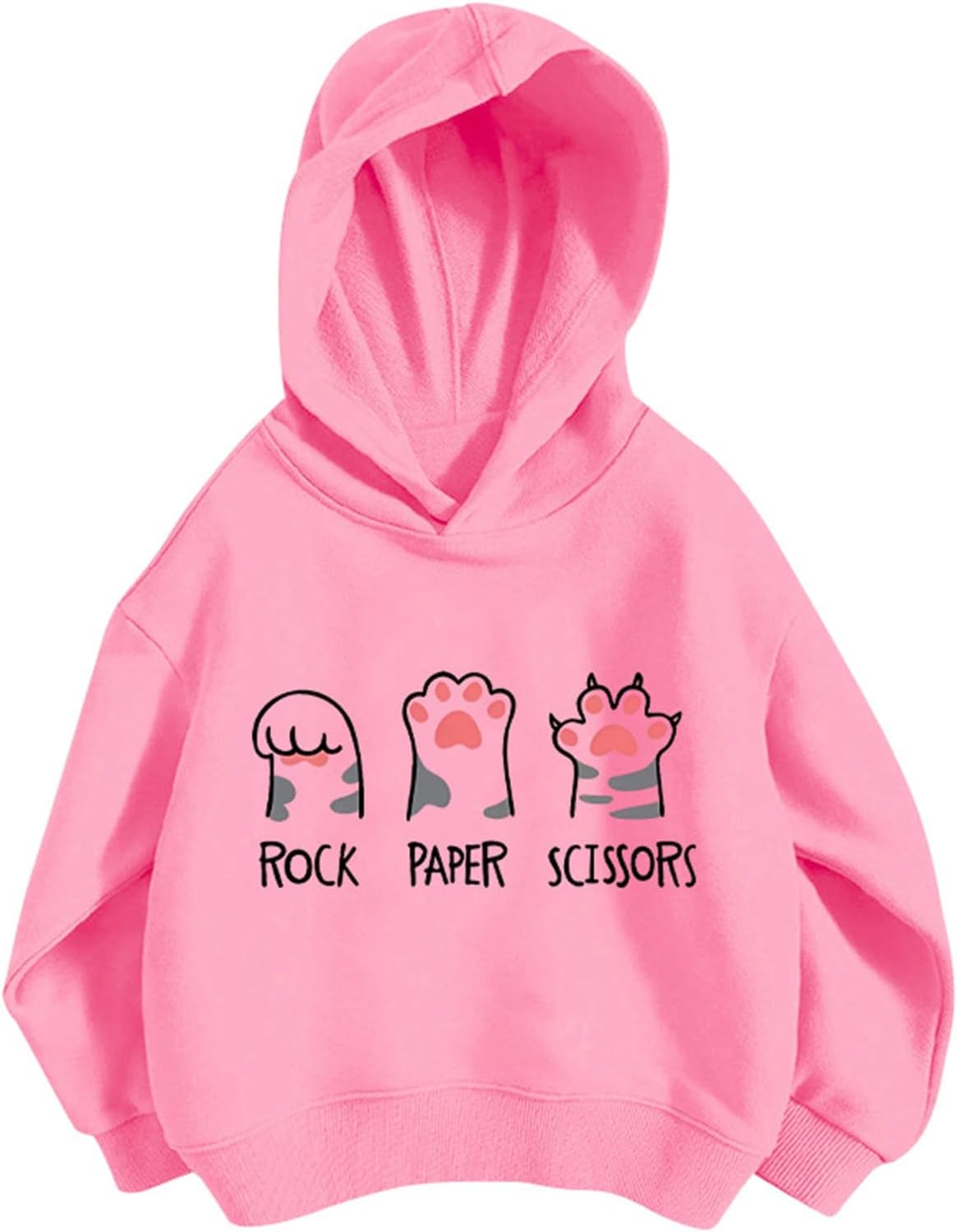 Pullover Mädchen Hoodie Niedlicher Katzen-Druck Lässig Locker Kapuzenpullover Frühling Herbst Langarm Pullover Sweatshirt mit Kapuzen Langarmshirt Oberteile für 3-12 Jahre