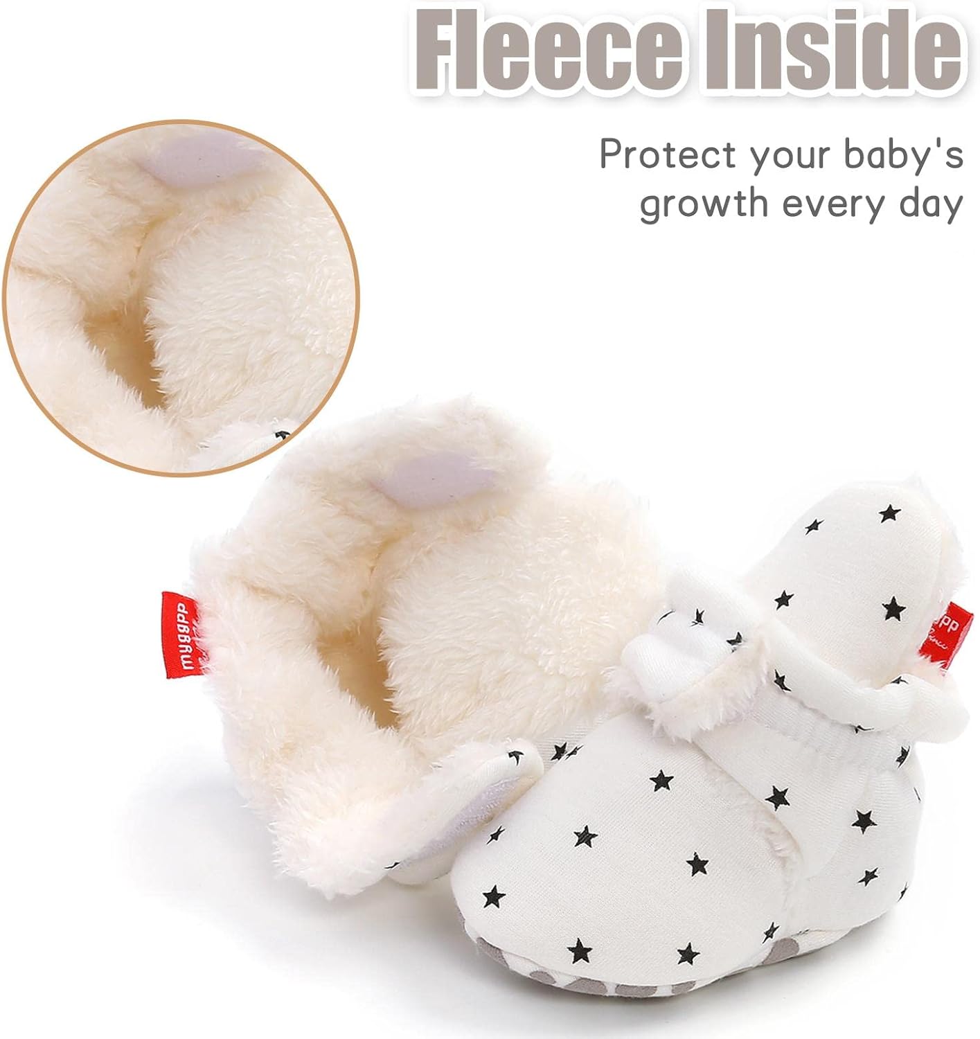 EDOTON Unisex-Baby Neugeborenes Fleece Booties, Baby Jungen Mädchen Weiche Sohlen Streifen Bootie Kleinkind Stiefel Niedlich Stiefel Socke Einstellbar