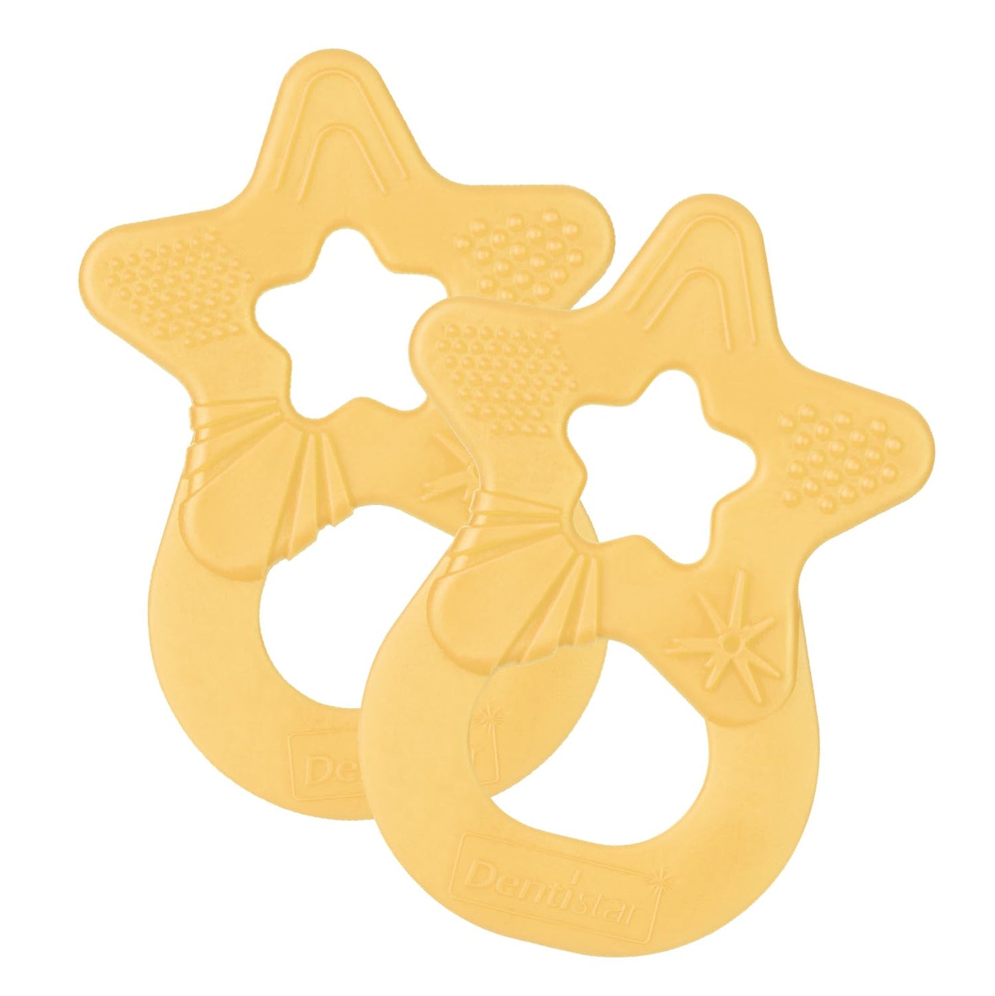 Dentistar Beißring 2er-Set – Teether für Babys & Kleinkinder ab 3 Monate – Baby Beißring mit Griff aus weichem Material zur Zahnungshilfe & Massage – Made in Germany – Pink & Lila