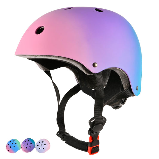 LOKJIJI Verstellbarer Kinder Fahrradhelm Skaterhelm für Mädchen Jungen Kinder Jugend, Farbe Farbverlauf Kinder Schutzhelme für Multi-Sportarten Fahrrad Skateboard Skaten