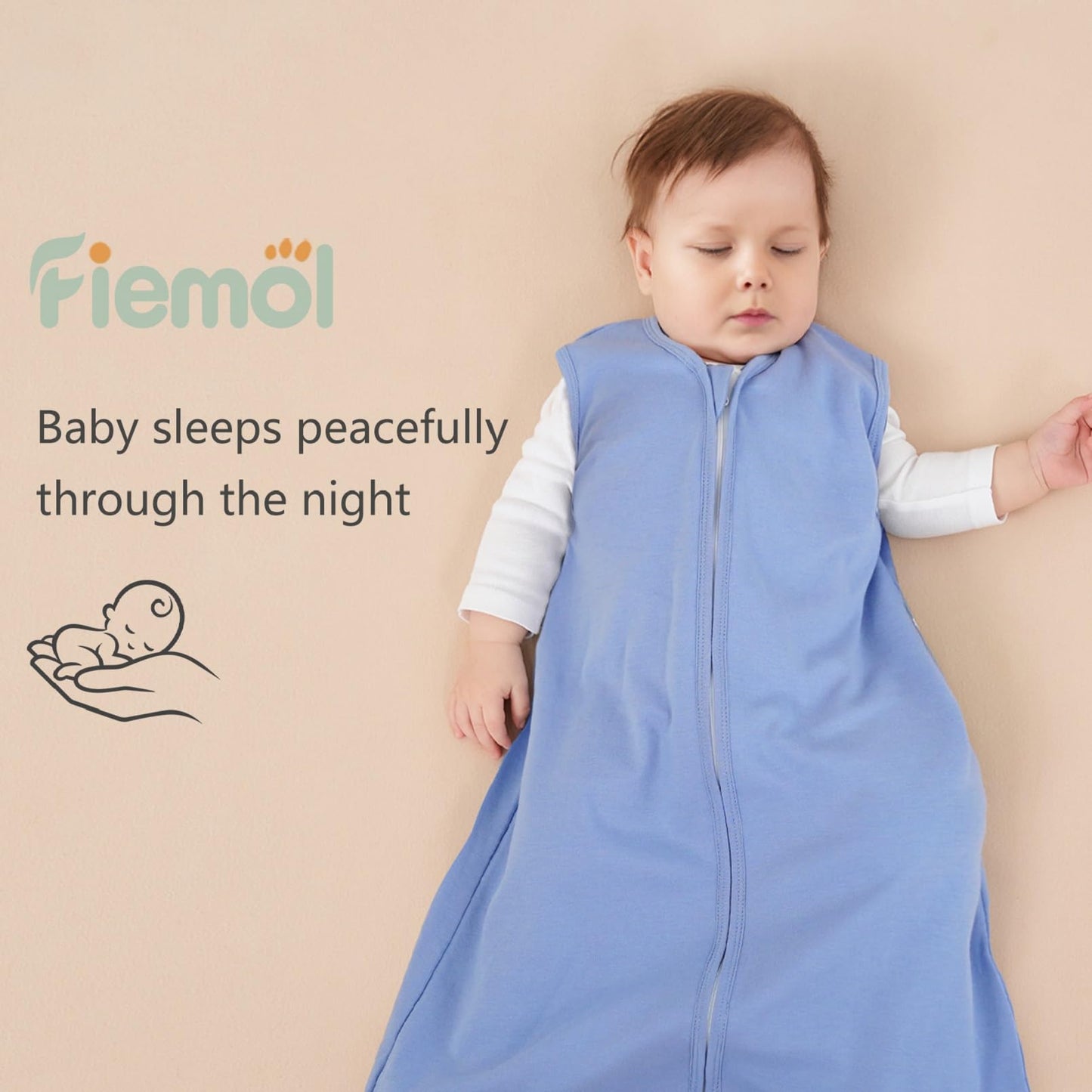 FIEMOL Baby Sleeping Bag 2.5 Tog 0-6 Months, Winter Cotton Newborn Baby Sleeping Bag, Wearable Blanket for Infants and Toddlers, 2-Way Zip Sleeping Bag, 67 cm, Rainbow