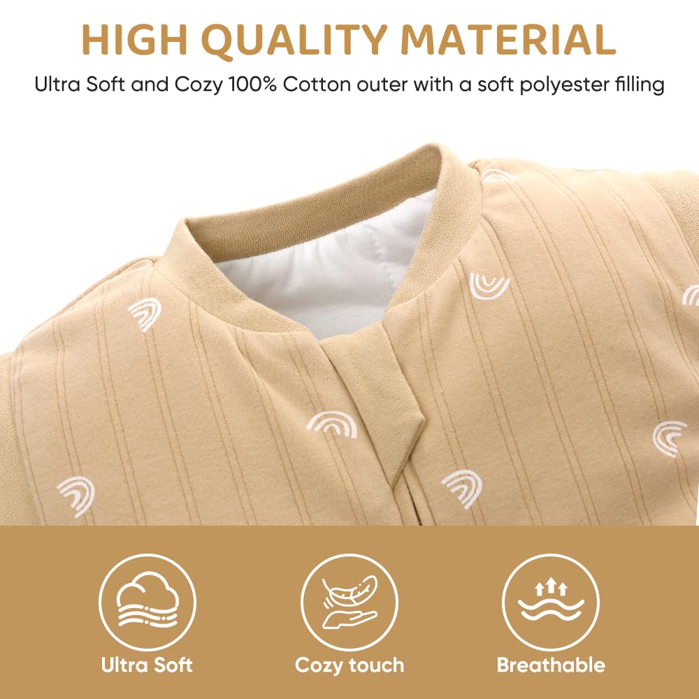 amo nenes Baby Sleeping Bag 2.5 TOG, Baby Autumn Winter Long Sleeve Sleeping Bag, 100% Cotton, Removable Sleeves, Length 72 cm, 0-6 Months (Blue)