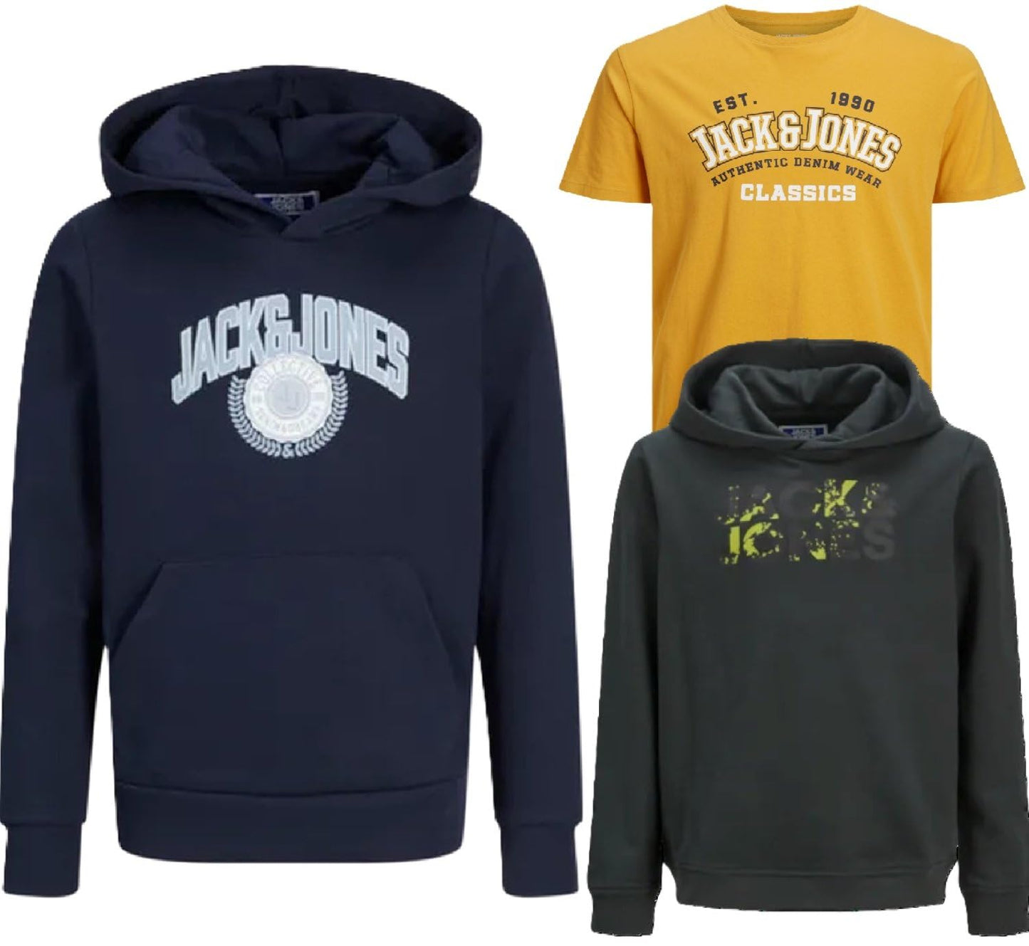 JACK & JONES Junior Kinder Jungen T-Shirt Kids Hoodie Sweatshirt Sweat Shirt Hood T 3er 4er 6er 9er