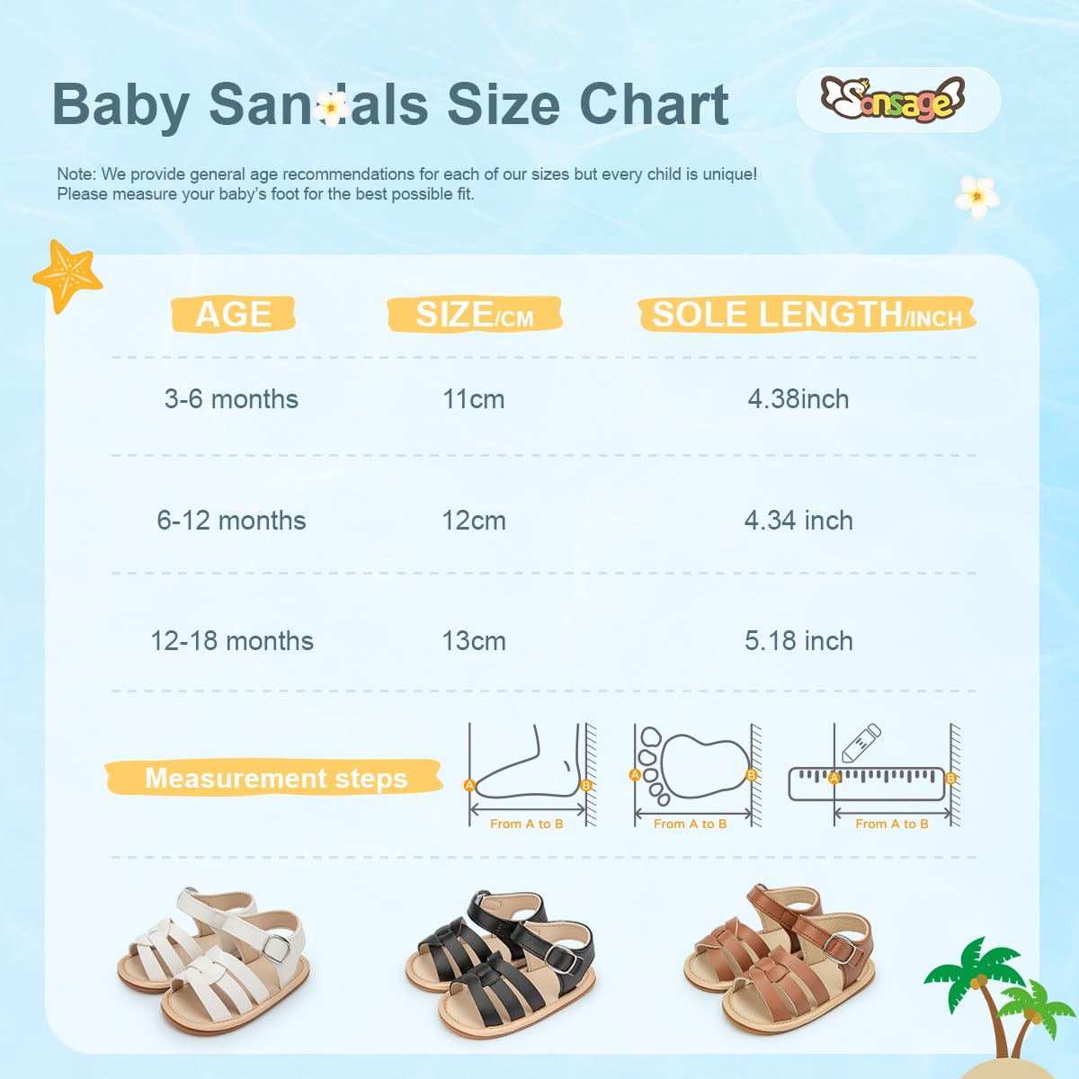 Sonsage Infant Baby Girls Boys Summer Sandals Newborn Bow Crib Sandals Outdoor Beach Toddler PU Leather Soft Rubber Sole Dress Flat First Walking Shoes, a01 Black, 3-18 Months