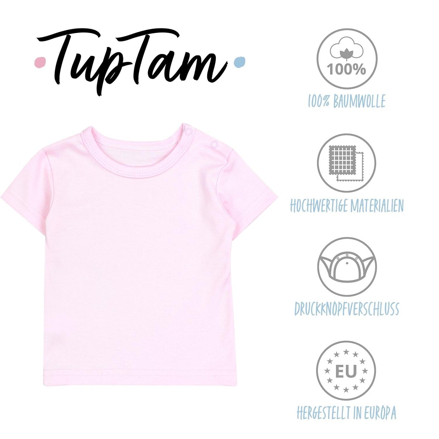 TupTam Baby Mädchen Kurzarm T-Shirt Gemustert Bunt 5er Set