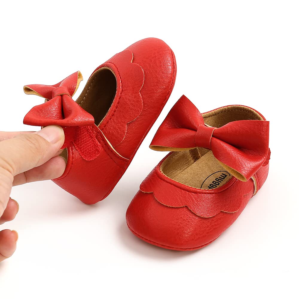 MASOCIO Babyschuhe für Mädchen mit Schleife – Rutschfeste Party Ballet Flats für Kleinkinder