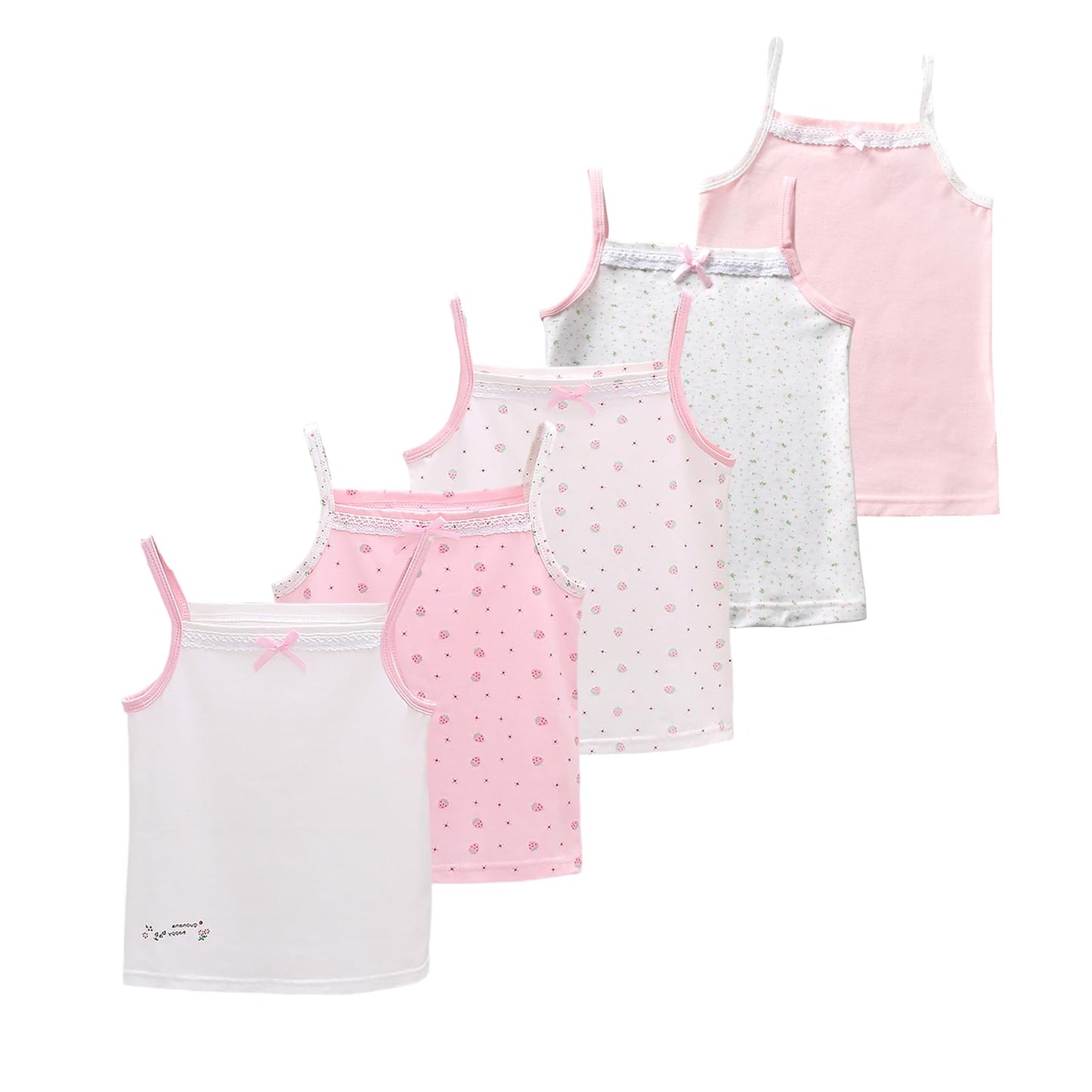 Tolmaiertu 2-10 Years Girls Cotton Vests Tank Top Camisole Soft Tagless Cami Kids Undershirts 5 Pack