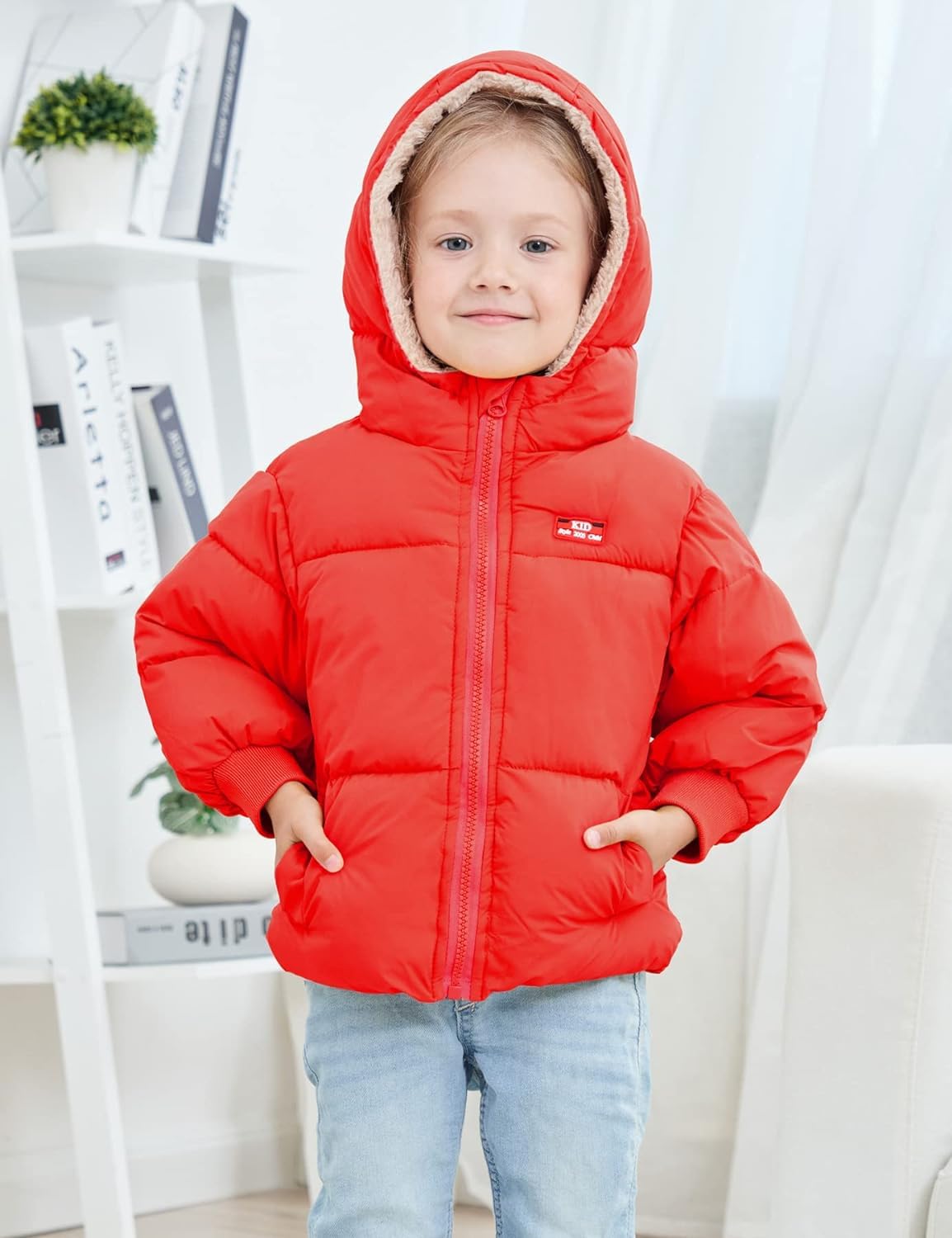 kids4ever Baby Winter Jacket Coat Zip Hooded Jacket Windproof Warm Fleece Outerwear Snowsuit with Two Pockets for Boys Girls 12 Months - 5 Years