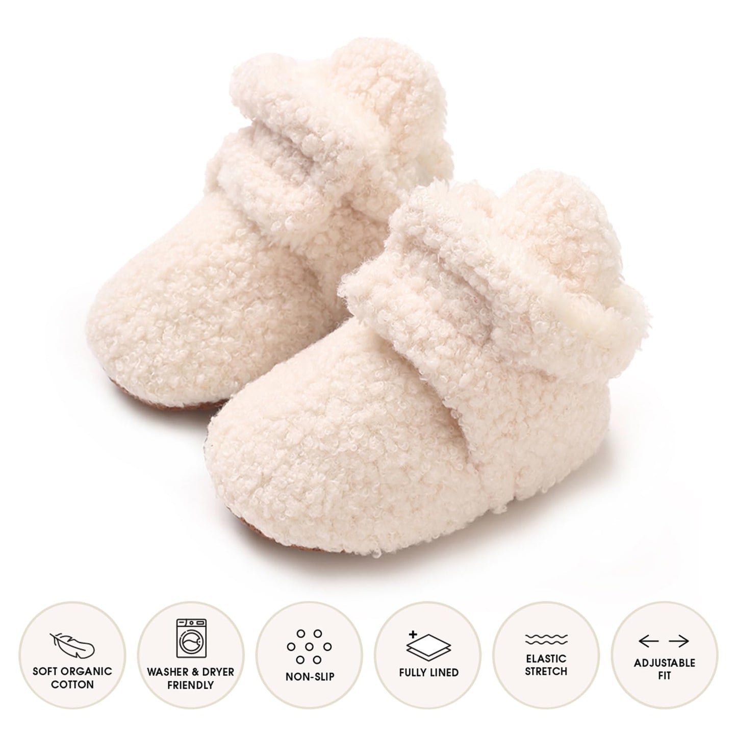 YloveM Toddler Baby Boys Girls Booties, Unisex Newborn Winter Shoes Thick Snow Boots Non-Slip Sole Soft Toddler Warm Sock Shoes