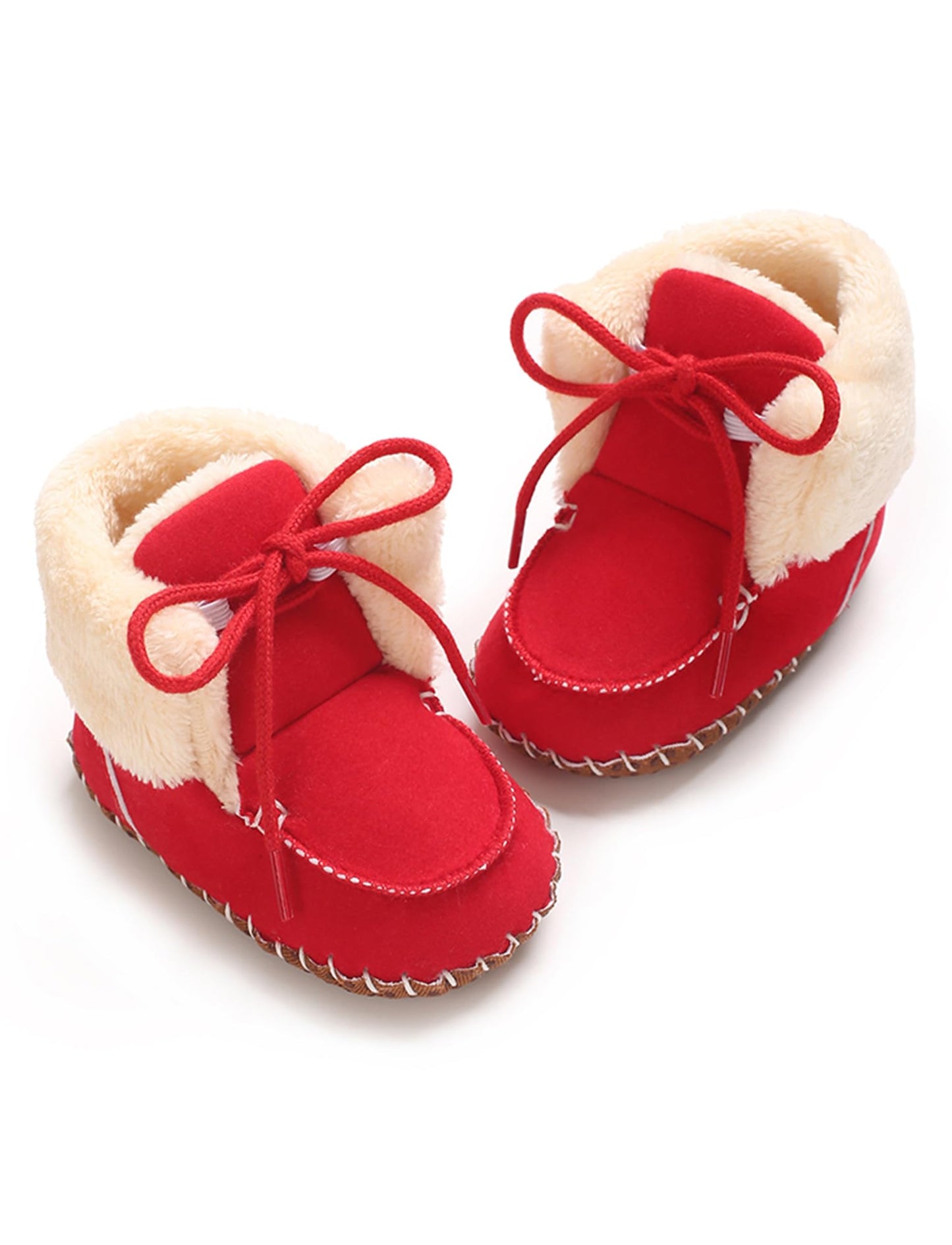 Adigau Baby Boys Girls Winter Boots Soft Sole Warm Boots Lace Flat Prewalker Snow Boots 0-18 Months