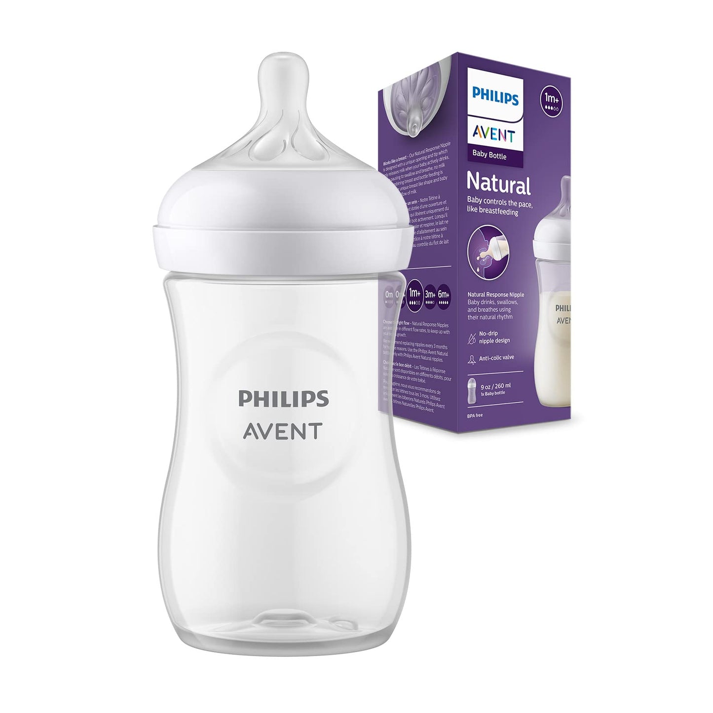 Philips Avent Babyflaschen Natural Response – 3x Babyflaschen, 260 ml, für Neugeborene ab 1 Monat, BPA-frei (Modell SCY903/03) - Meloni2