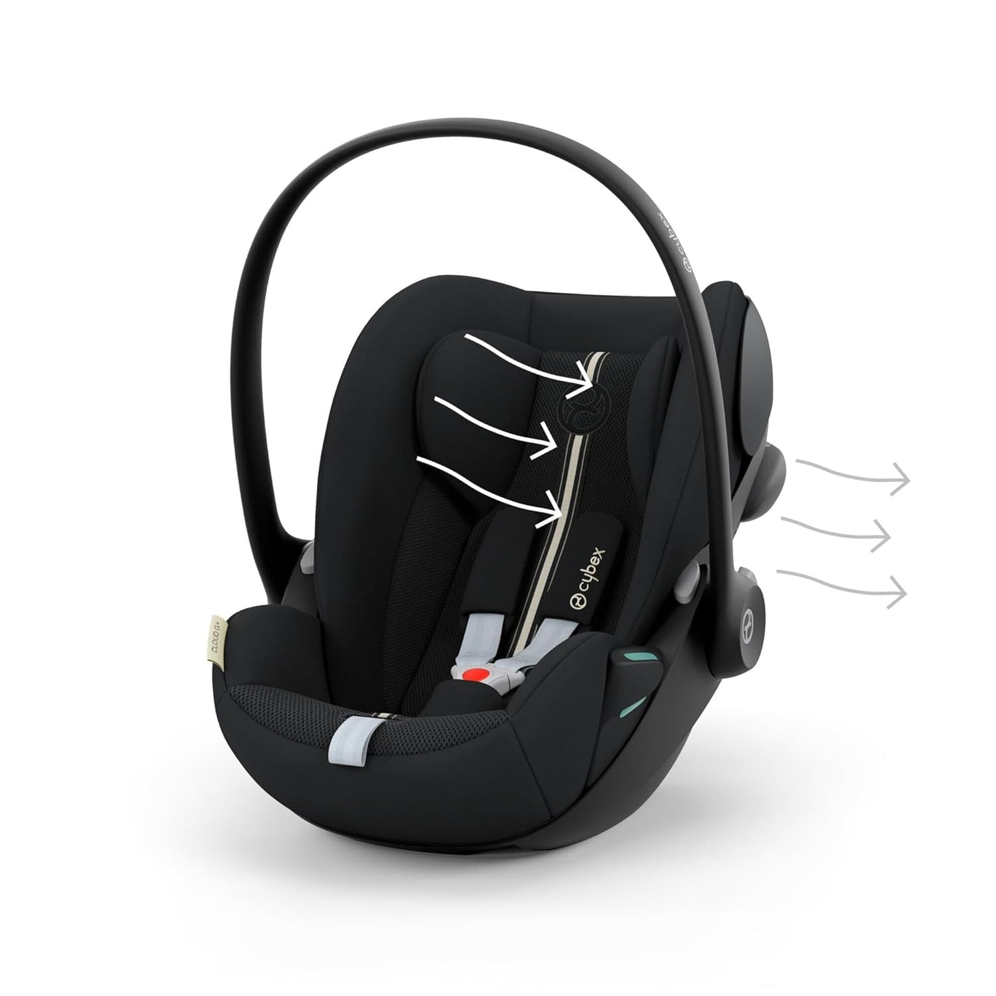 CYBEX Gold Babyschale Cloud G i-Size Plus, Inkl. Neugeboreneneinlage, Ab Geburt bis ca. 24 Monate, Für Kinder ab 40 cm bis 87 cm, Max. 13 kg, Moon Black - Meloni2