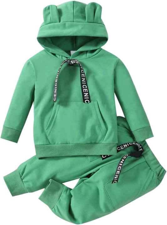 Zweiteiliges Herbst-Outfit für Kinder, Mädchen, 2-teilig, mit Kapuze, einfarbig, Sweatsuit-Set, Kleinkinder, Ausgehen, Western-Trainingsanzug, Jogginganzug, Jogginganzug, Jogginganzug, gemütliches
