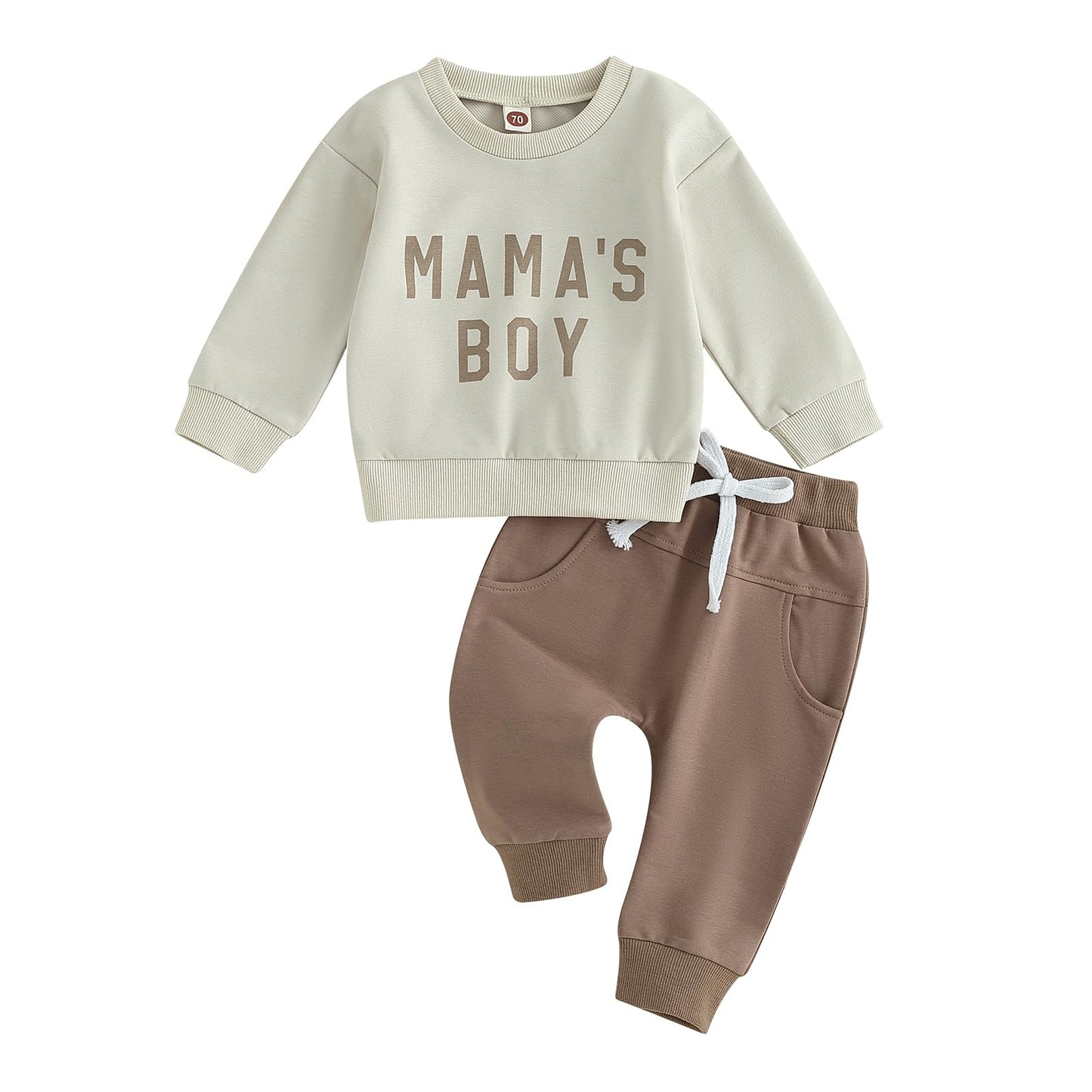 Geagodelia Baby Boys Clothing Outfit Baby Clothing Set Long Sleeve Sweatshirt + Trousers Newborn Soft Baby Set Mama's Boy 2-Piece