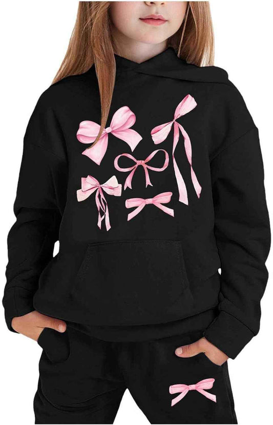 Herbst-Outfits für Kinder und Mädchen, 2-teiliges Kapuzen-Sweatsuit-Set, langärmelig, 2025, Trainingsanzug-Set, Jogginghose mit Kapuze, lässig, trendig, Sweatsuit-Set, Hose, gemütlich