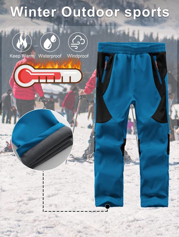 HFDWYJ Children's Softshell Trousers with Fleece Lining Waterproof Trousers Children's Outdoor Trousers Children's Ski Trousers Children's Hiking Trousers Children's Rain Trousers Sports Trousers Boys