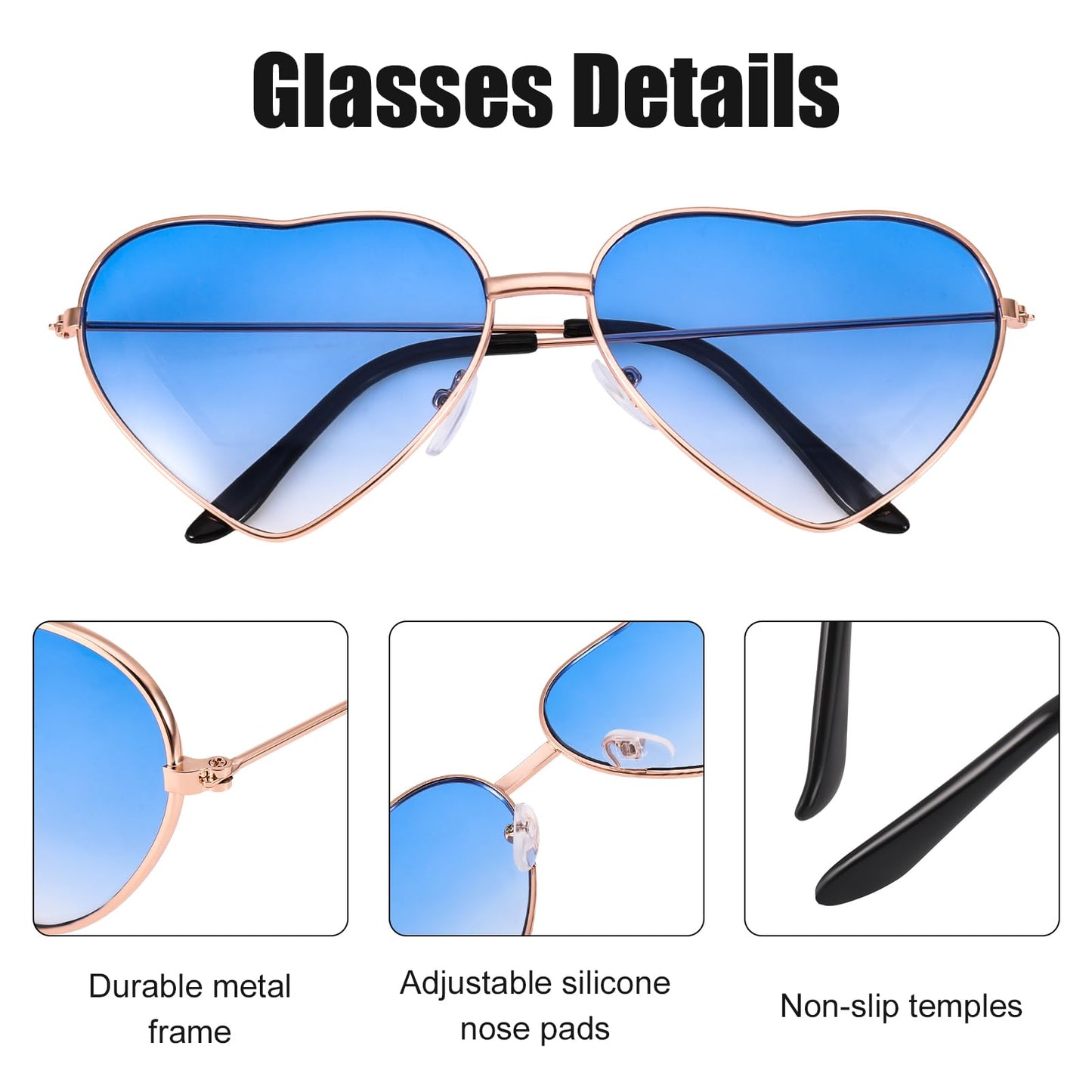 ALTcompluser 2 Pack Herz Sonnenbrille, Weinsamkeit Hippie Gläser, Retro Kostüm Brille für Kinder Herren Damen 60er 70er 80er 90er Party Hippie Chic, Kleid Accessoires