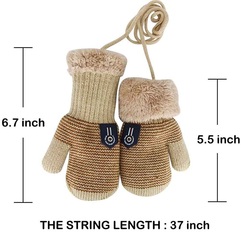 AIDIER Baby Winter Fäustlinge Gestrickte Handschuhe mit Fleece gefüttert Hang Neck Fäustlinge für Baby Jungen Mädchen 6 Monate-3 Jahre