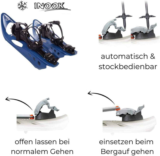 Inook AXM Schneeschuhe Mit Steighilfe - EU 36-47 - Set Mit Praktischer Tragetasche - Individuell Größenverstellbar Mit Vielen Patentierten Funktionen