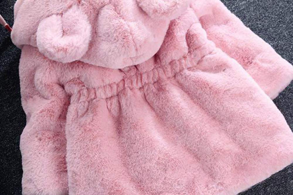 Angel ZYJ Girls' Fur Coat Winter Jacket Faux Fur Jacket Baby Girls Autumn Winter Coat Warm Jacket with Hood Wool Coat Hooded Jacket